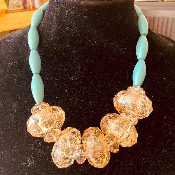 Vintage Lyndell NYC Designer Chunky Blue & Peace Necklace - Picture 2 of 8